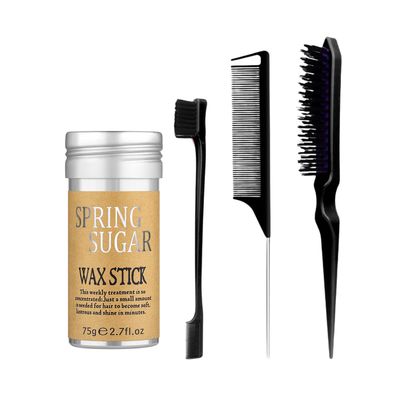 SPRINGSUGAR Hair Wax Stick Set, Slick Stick for Hair Control, Hair Styling Comb for Flyaways Frizz Hair Wigs, Non-greasy Smooth Hair Styling Products for Women &amp; Men