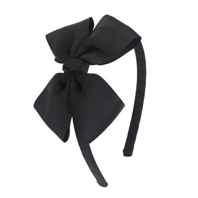 MEEDEE Fashion Black Bow Headband - Big Bow Grosgrain Ribbon Hair Hoop for Girls Toddlers Kids Party Decoration Cosplay Costume Makeup Handmade Hair Band