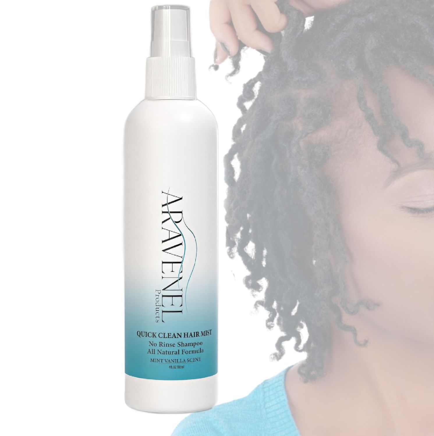 ARAVENEL Quick Clean No Rinse Shampoo Rice Water &amp; Peppermint Braid &amp; Loc Hair Mist, No Rinse Shampoo &amp; Refresher. All-Natural, Wipes Away Build-Up, Odor, Itch, Helps Growth, Multi-Use- 4oz