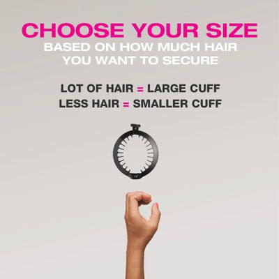 PuffCuff Junior 3" Hair Clamp, For All Natural Curly, Thick, Kinky, Textured, Locs, or Braided Hair, Painless, Damage-Free Styling Tool Made Specifically for Big Hair, Black, 2 Pieces