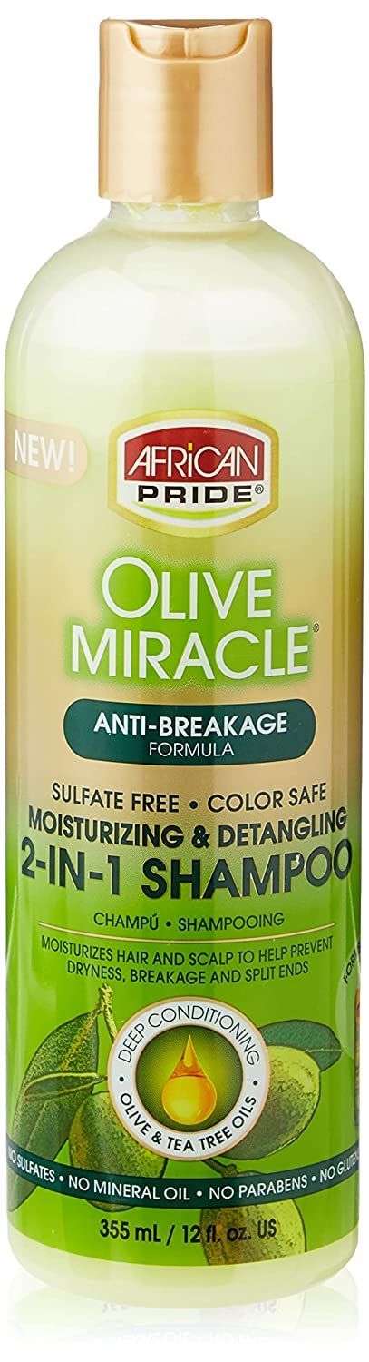 African Pride Olive Miracle 2-in-1 Shampoo and Conditioner, 12 Ounce