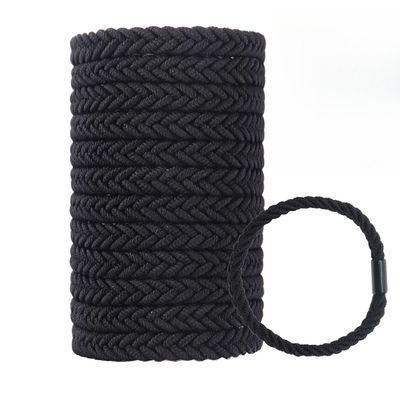 WDGROW Large Braided Mens Hair Ties, for Longhairs Men Bun,Thick Black Pony Tails Ties for Women,Guys, Bracelet Hair Tie,For Thick and Thin Hair,12 Packs,Durable (Black)