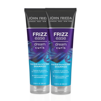 John Frieda Anti Frizz, Frizz Ease Dream Curls Shampoo, SLS/SLES Sulfate Free Shampoo for Curly Hair, Helps Control Frizz, with Curl Enhancing Technology, 8.45 Fl Oz, Pack of 2