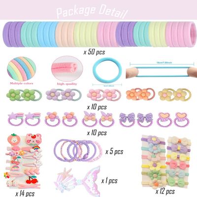 Toddler Hair Accessories - Elastic Hair Ties and Rubber Bands with Cute Hair Clips for Little Girls and Kids