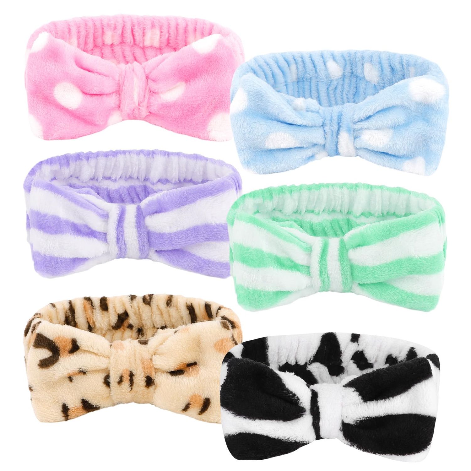 Ondder 6 Pack Makeup Headband Spa Headband for Washing Face Skincare Headband Head Band for Women Girls