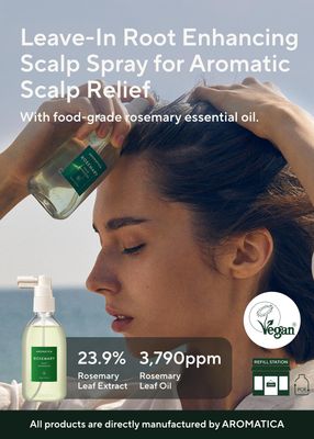 AROMATICA Root Enhancer (2 Pack) Rosemary oil for hair growth - Flaky &amp; Itchy &amp; Dry Scalp Treatment - Hair Oil for Scalp Exfoliator &amp; Detox - Free from Sulfate, Silicone, and Paraben (3.38oz)