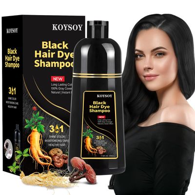 KOYSOY Black Hair Dye Shampoo 3 in 1 - 100% Covers Gray, Black Hair Color Shampoo Avoids Salon Visits, Convenient and Effective