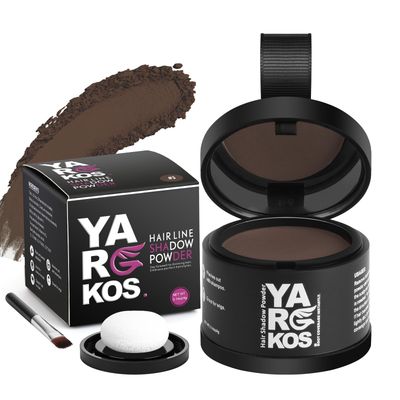 Yargkos Hairline Shadow Powder, Dark Brown, Root Touch Up Powder for Instantly Gray Hair Cover Up, Women Color Root Coverage for Thinning Grey, Mens Roots Concealer for Hair Loss Beard Line, #3