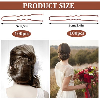200Pcs 2.4 &amp; 2Inches Hair Pins for Buns Hair Bun Pins Bun Hair Pins With Storage Box for Women Girls and Hairdressing Salon (Brown)