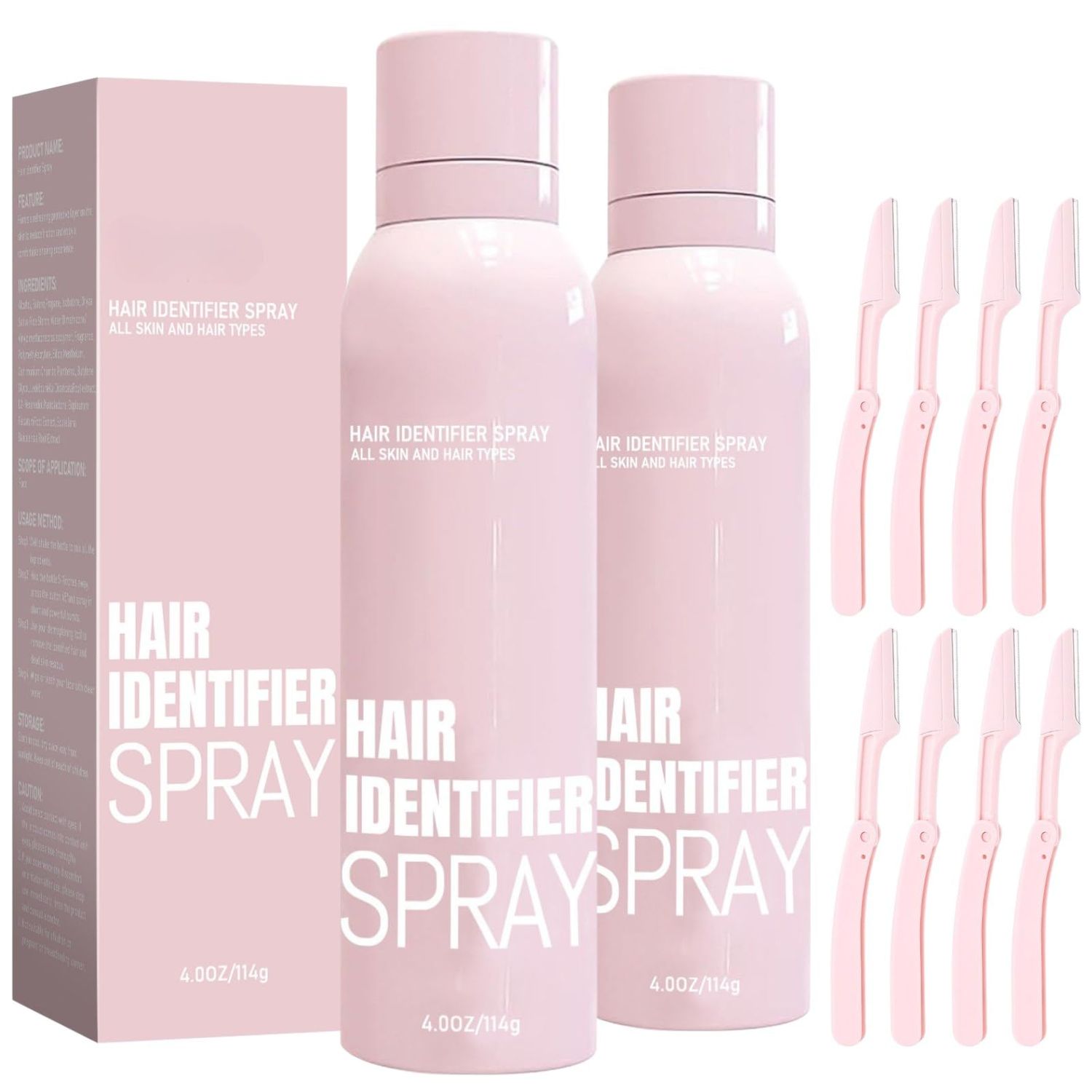 2 Sets Hair Identifier Spray for Face Shaving, Hair Identifier Spray, Skin Face Hair Identifying Spray with Razors, Moisturizing and Skin Care Set Spray (02)