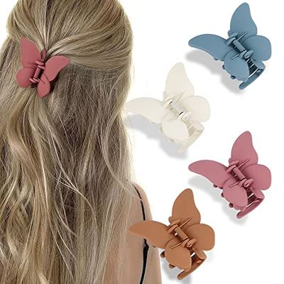 ATODEN Butterfly Hair Accessories - Matte Claw Clips for Women and Girls, 4Pcs 2.6&quot; Hair Clamps and Jaw Clips for Thin to Medium Hair