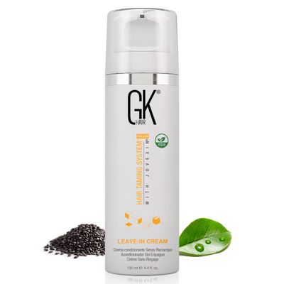 GK HAIR Global Keratin Leave In Conditioner Cream (4.4 Fl Oz/130ml) Conditioning Hydrating Smoothing Moisturizing &amp; Frizz Control For Dry Damaged Hair Taming before Swimming or Exercise