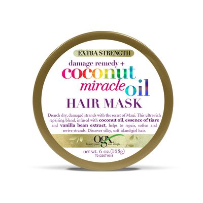 OGX Extra Strength Damage Remedy + Coconut Miracle Oil Hair Mask, Extra Hydrating &amp; Softening Anti-Frizz Treatment to Help Repair Hair, Paraben-Free, Sulfated-Surfactants Free, 6 oz