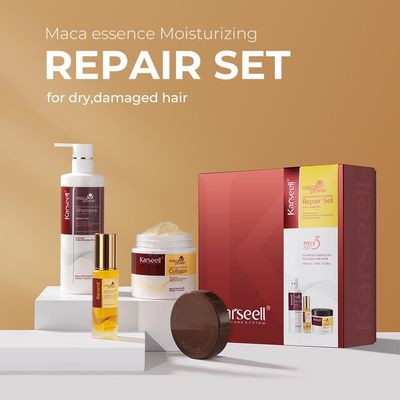 Karseell Collagen Hair Treatment Deep Repair Conditioning Mask, Shampoo and Argan Oil Set for Dry Damaged Hair of All Types - 16.9floz + 16.9floz + 1.69floz