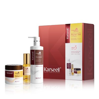 Karseell Collagen Hair Treatment Deep Repair Conditioning Mask, Shampoo and Argan Oil Set for Dry Damaged Hair of All Types - 16.9floz + 16.9floz + 1.69floz