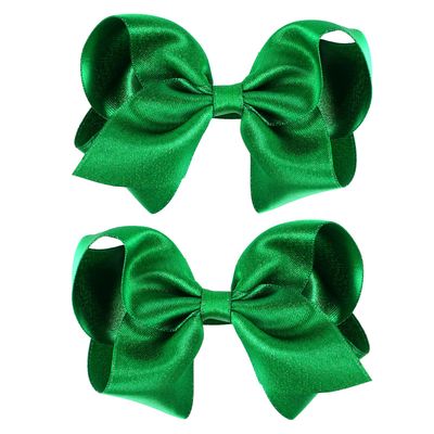 4inch Christmas Shiny Glittery Green Ribbon Hair Bow Clips Cheer Alligator Barrettes St Patricks Day Outfit Decorations Stuff Gift for Teen Toddler Baby Girls Kid Women Birthday Gift