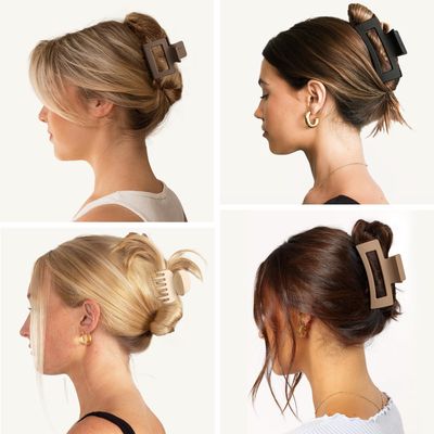 Medium Hair Clips for Women - 3 Styles Small Hair Claw Clips for Thin Thick Hair, Natural Color