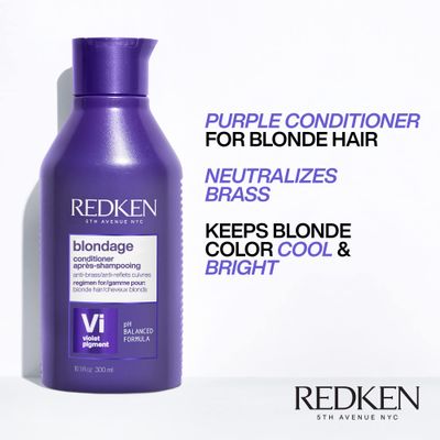 Redken Blondage Color Depositing Purple Conditioner | For Blonde Hair | Neutralizes Brass &amp; Moisturizes Hair | With Pure Violet Pigments | Tones Hair for Cool and Ash Blonde Colors
