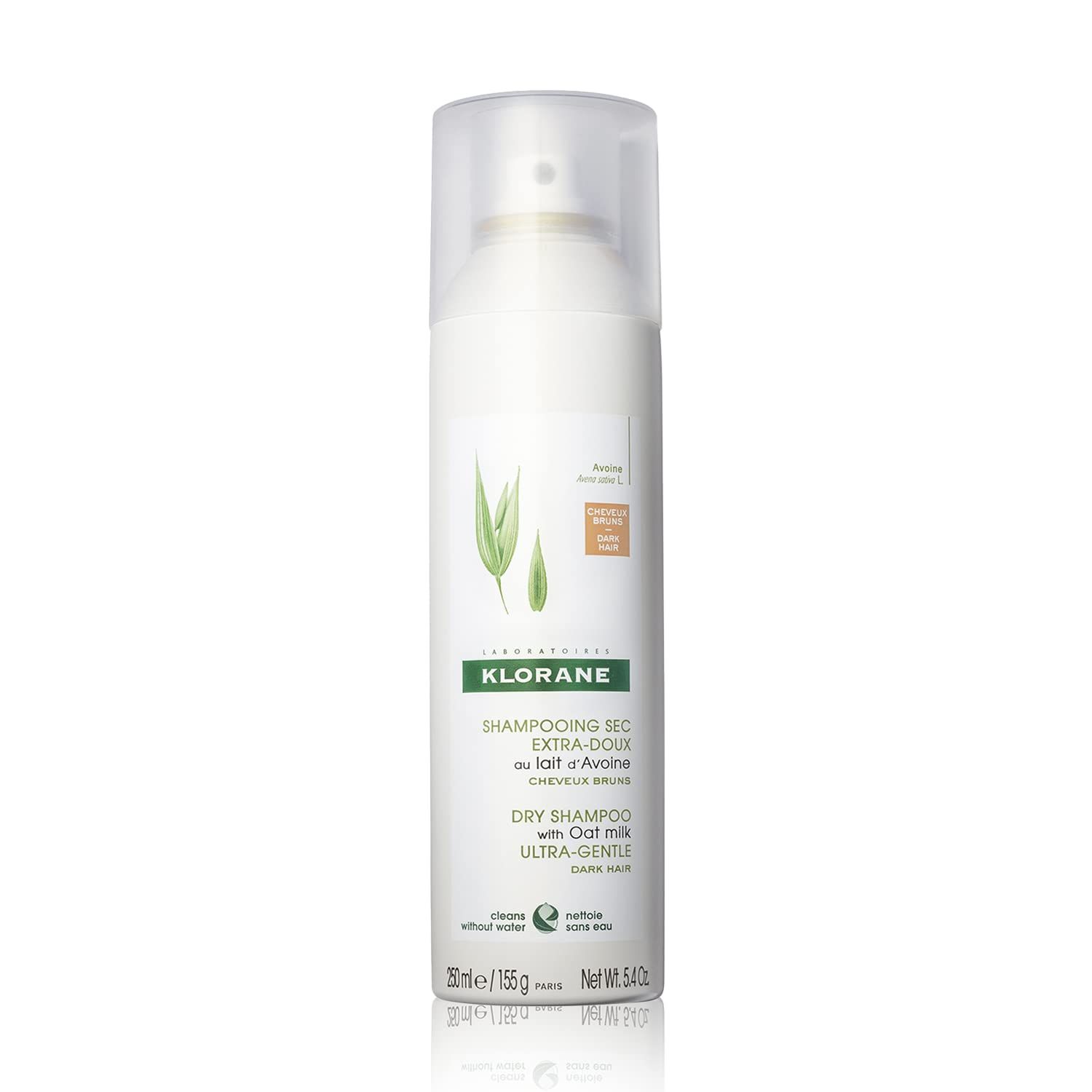 Klorane Dry Shampoo with Oat Milk, For Dark Hair, Natural Tint, All Hair Types, Paraben &amp; Sulfate-Free, Jumbo Size, 5.4 oz.