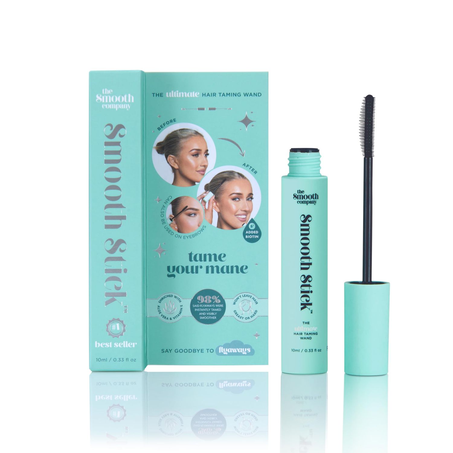 Smooth Stick - Premium Hair Taming Wand for flyaways and brows. Enriched with Biotin, Vitamin E, and Aloe Vera. Oil Free, Alcohol Free, Non-Greasy formula.