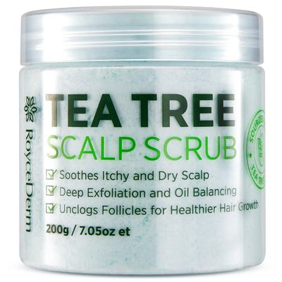 Roycederm Tea Tree Scalp Scrub: Anti Fungal Pre Shampoo, Itchy Relief Scalp Treatment for Dandruff, Psoriasis &amp; Seborrheic Dermatitis - Gently Exfoliator, Relieves Dryness, Promotes Hair Growth