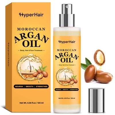 HyperHair Moroccan Argan Oil Hair Serum (4.06 Fl Oz), Body, Hair &amp; Face Treatment Oil, Anti-Frizz &amp; Repair Serum for Frizzy &amp; Damaged Hair, Organic Hair Oil for Shine &amp; Growth