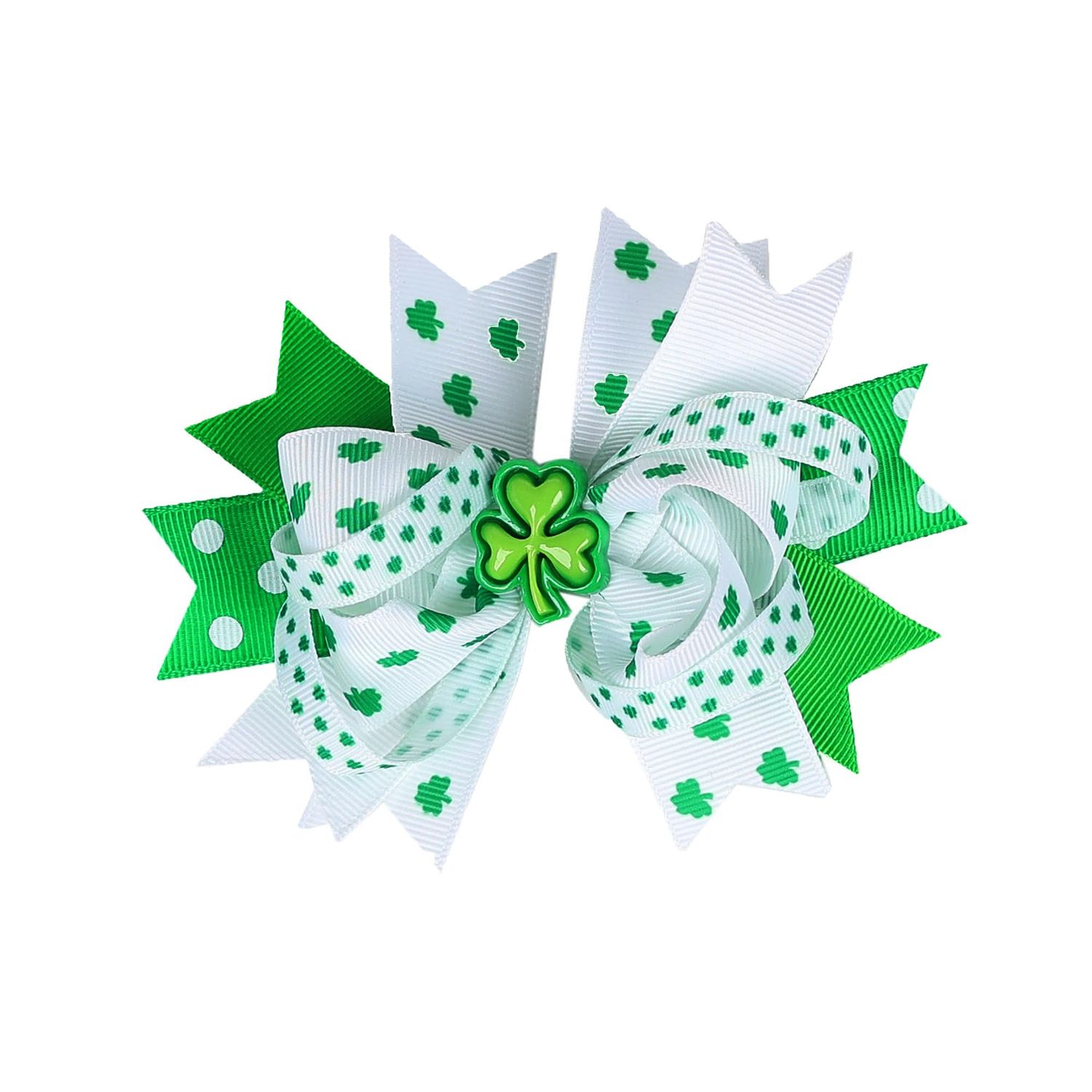 4.5&quot;St. Patrick&#39;s Day Shamrock Green Hair Bows Alligator Clips hairpin hair accessory (F75-St. Patrick&#39;s C)