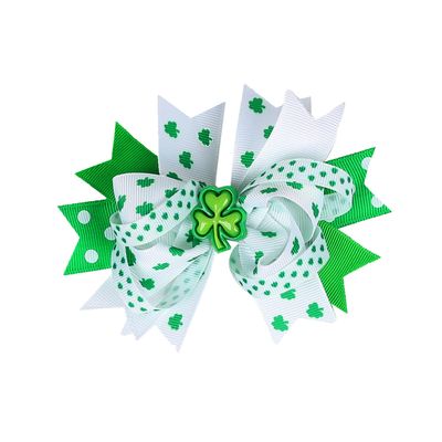 4.5&quot;St. Patrick&#39;s Day Shamrock Green Hair Bows Alligator Clips hairpin hair accessory (F75-St. Patrick&#39;s C)