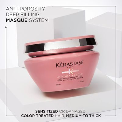 KRASTASE Chroma Absolute Anti-Porosity Deep-Filling Hair Mask for Damaged Color-Treated Hair, Strengthens and Hydrates with Lactic Acid, Chroma Filler, 6.8 Fl Oz
