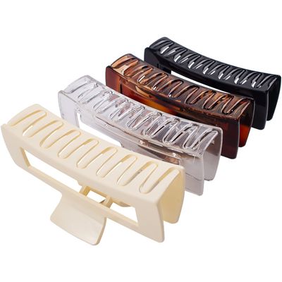 4 Pack Extra Large Hair Claw for Women, 5&#39;&#39; Strong Hold Bright Clamps for Thick and Long Hair, 90&#39;s Non-slip Square Jaw Clips for Curly Hair,