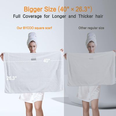 BYCOO Large Microfiber Hair Towel Wrap for Women, Anti Frizz Drying Towel, Fast Dry Turban Wet Hair, Long, Thick, Curly Super Absorbent Soft Towels - White X-Large