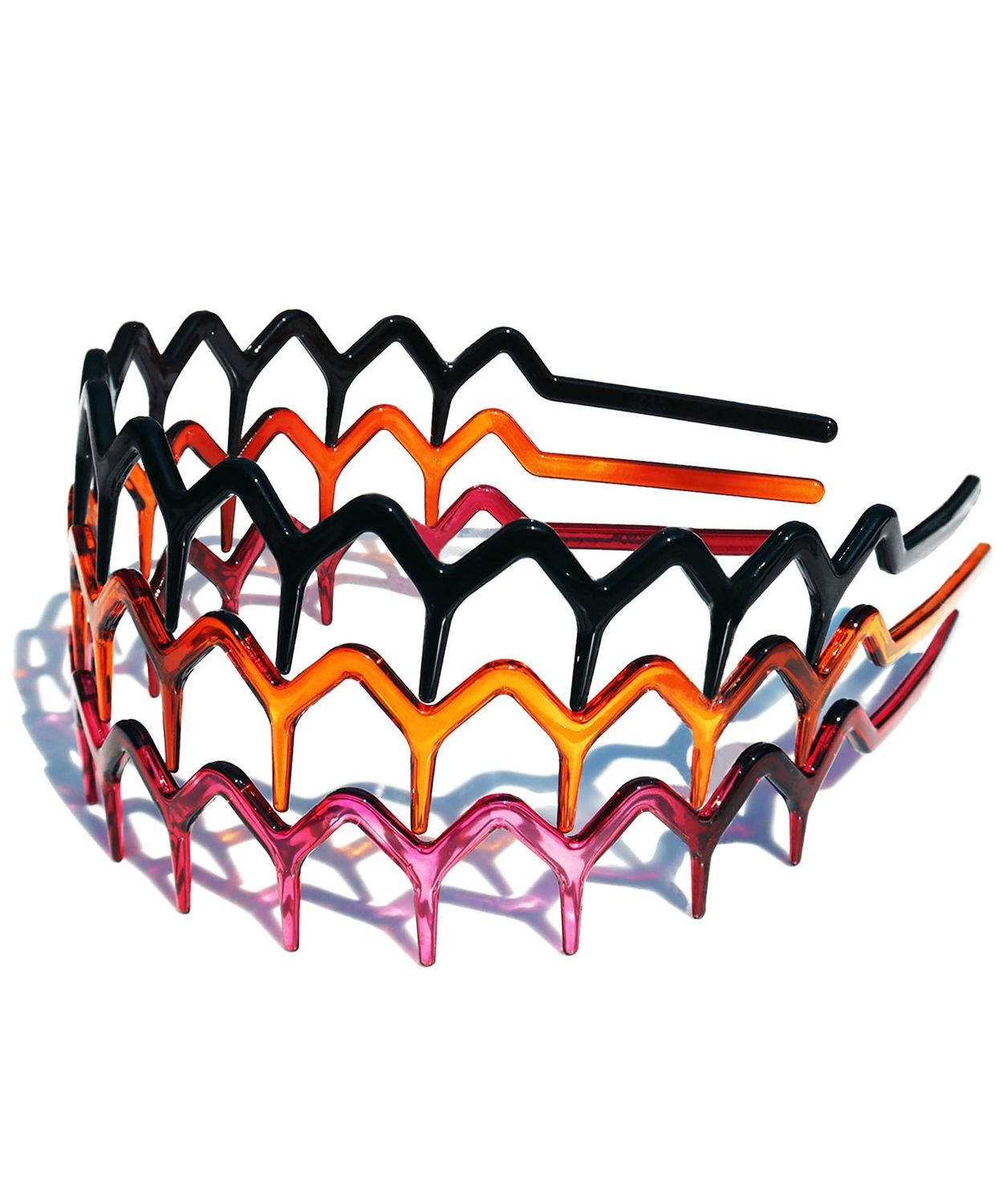 CeeGlow 3 Set Zig Zag Plastic Sharks Tooth Hair Comb Headband Hair Hoop for Women Men, 90s Zigzag Headband Hair Accessories (1 Black +1 Brown +1 Violet)