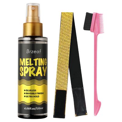 Brzeaf Lace Melting Spray And Wig Band(120ml), Extreme Hold, Melting Spray For Lace Wigs, Strong Natural Finishing Hold, Dries Quickly, Wig Melting Spray &amp; Hair Adhesive for Wigs