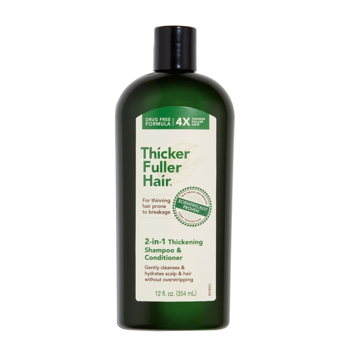 Thicker Fuller Hair 2-in-1 Thickening Shampoo and Conditioner for Men - Shampoo for Thinning Hair - Hydrating Shampoo with Aloe Leaf Juice - 12 oz
