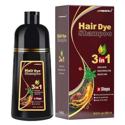 IIIMEIDU meidu brown hair dye shampoo for gray hair,3 in 1 Color Shampoo for Men &amp; Women(16.9 Fl oz)