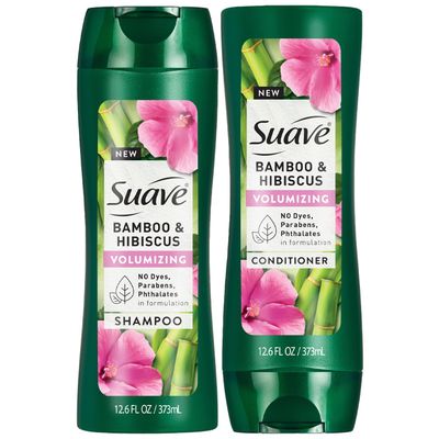 Suave Shampoo and Conditioner Set, Bamboo &amp; Hibiscus - Volumizing Hair Products for Flat, Fine Hair, 12.6 Oz Ea
