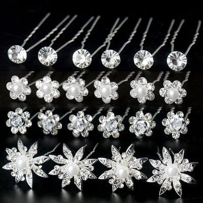 40 Pieces Bridal Hair Pins, Clips and Barrettes with Crystal Pearl Flowers, Women&#39;s Proms Hair Jewelry Accessories, Gift Stocking Stuffers for Girls
