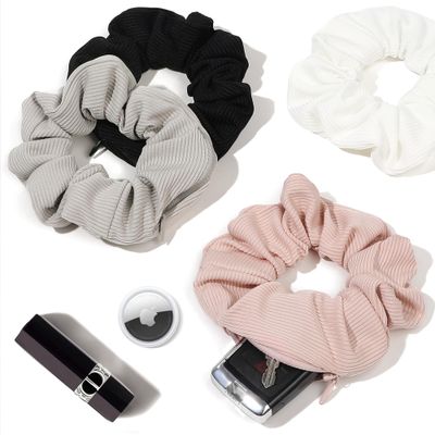 Pocket Scrunchies Hair Ties with Hidden Zipper Stash Scrunchy Ponytail Holder Secret Compartment Items