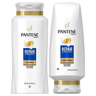 Pantene Argan Oil Shampoo 25.4 OZ and Sulfate Free Conditioner 24 OZ for Damaged Hair, Repair and Protect, Bundle Pack