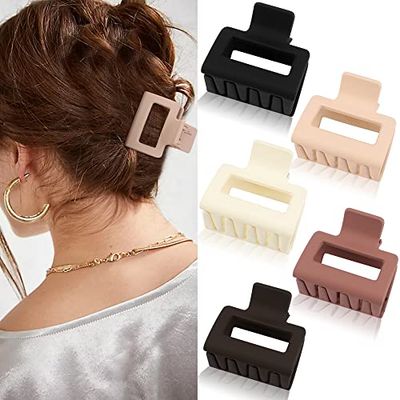 ATODEN 5 Pcs Square Matte Hair Claws for Women &amp; Girls - 2&quot; Non-Slip Strong Grip Hair Clamps for Thin &amp; Medium Hair, Jaw Styling Accessories &amp; Gifts
