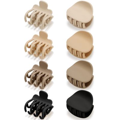 ATODEN Small Hair Clips for Thin, Fine, and Short Hair - 8 Pcs Cute Matte Claw Clips with Double Row Teeth, Mini Jaw Hair Accessories