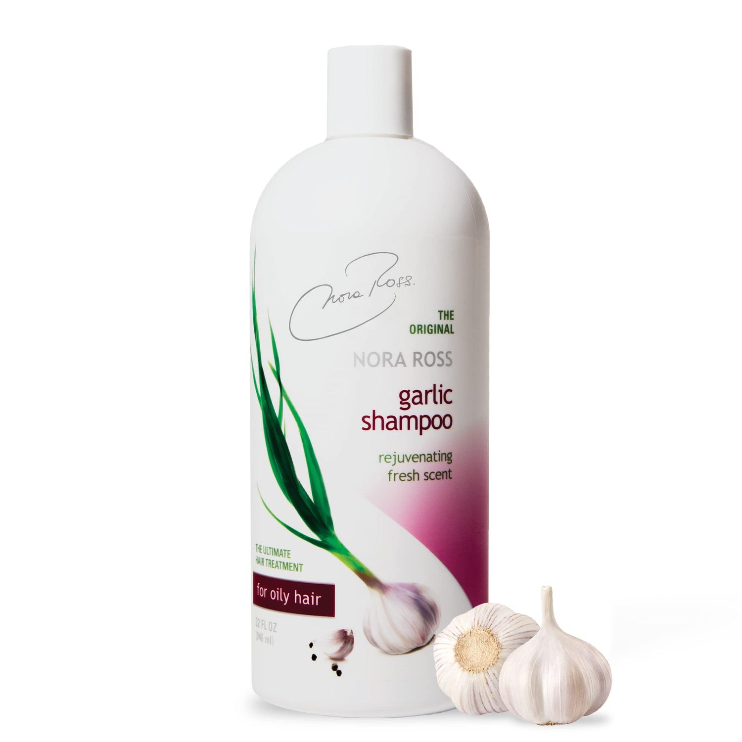 Nora Ross Classic Garlic Shampoo - Hair Loss, Growth &amp; Thickening Formula for Normal to Oily Hair, Scalp Cleansing &amp; Anti-Dandruff Shampoo with Rosemary, 32 Oz