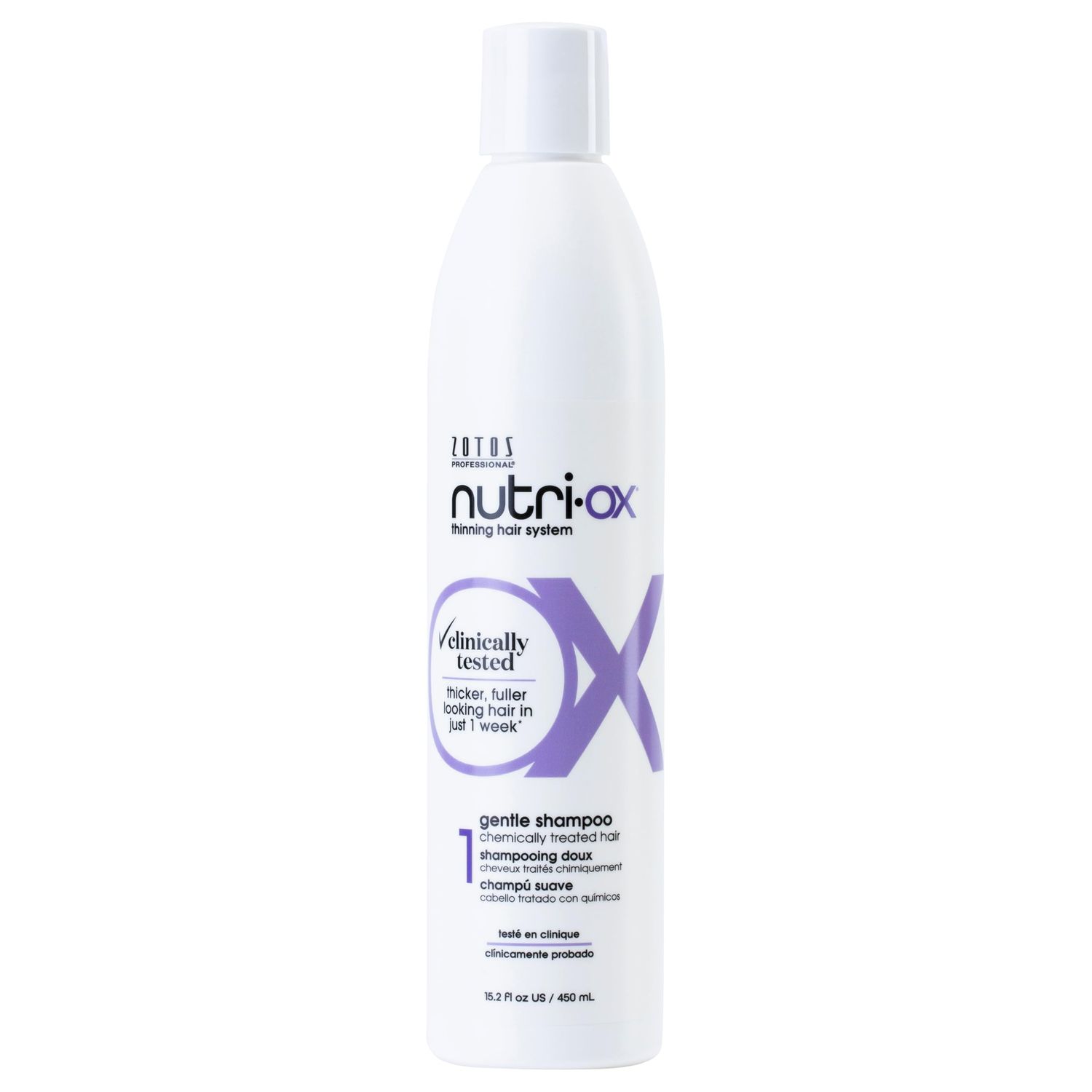 NUTRI-OX Gentle Shampoo Chemically-Treated for Colored Thinning Hair | Thicker, Fuller-Looking Hair | Clinically &amp; Dermatologically Tested | Peppermint | Color-Safe, 15.2 Fl Oz