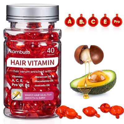 Kambuta Hair Serum: No Rinse Hair Treatment for Frizzy and Dry Damaged - Enriched Vitamin A C E Pro B5 Moroccan Macadamia Avocado Oils - Hair Vitamin Repair for Women Men