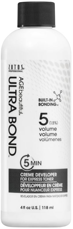 AGE beautiful 5 Volume Crme Hair Developer with Ultra Bond Building | For 5-Minute Express Toners | Strengthens, Protects &amp; Nourishes | For Lightening &amp; Highlights | 4 Fl Oz (Pack of 1)