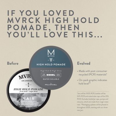 MITCH by Paul Mitchell High Hold Pomade, High Hold + High Shine, For All Hair Types, 3 Oz