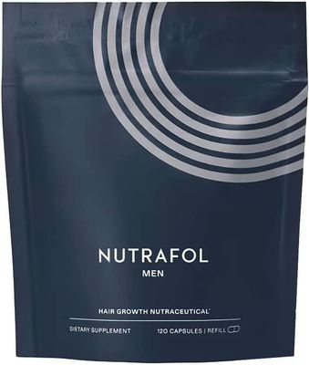 Nutrafol Men&#39;s Hair Growth Supplements, Clinically Tested for Visibly Thicker Hair and Scalp Coverage, Dermatologist Recommended - 1 Month Supply, 1 Refill Pouch