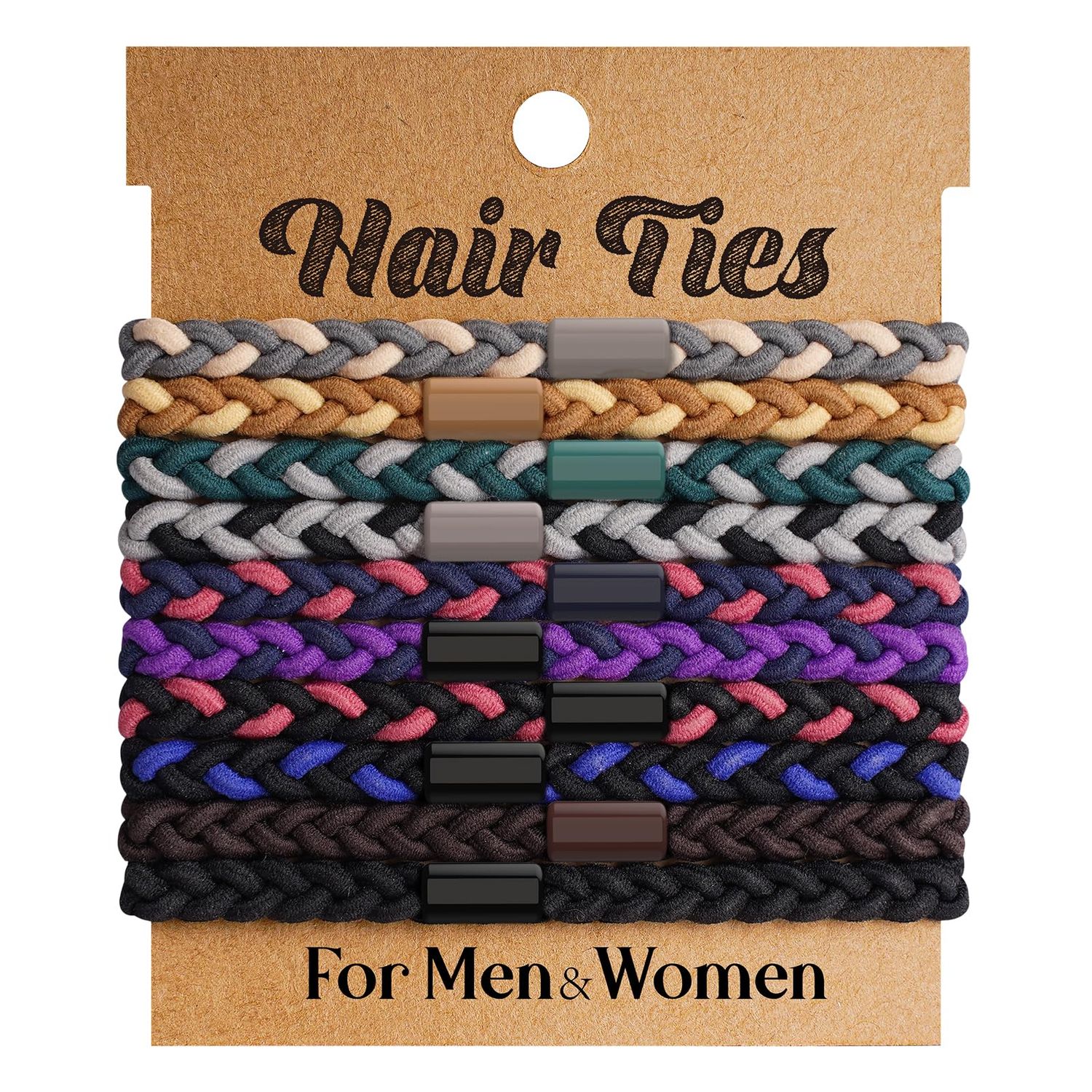 EasYoung 10pcs Braided Hair Ties for Thick, Curly Hair - No Crease Coils for Men&#39;s Buns &amp; Women&#39;s Long Hair