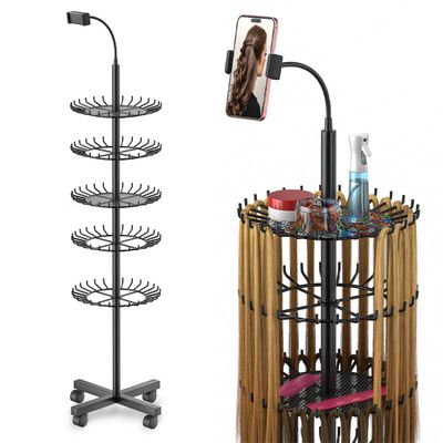 TERIBEYI Braiding Hair Rack Standing Hair Extension Holder Hanger with 140 Pegs - Braiding Hair Rack &amp; Divider Stand for Displaying and Separating Hair