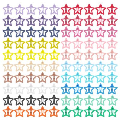 KUBOM 100 Pcs Star Hair Clips Non-slip Toddlers Colorful Cute Mixed Color Metal Hair Barrettes Hair Accessories for Women Girls